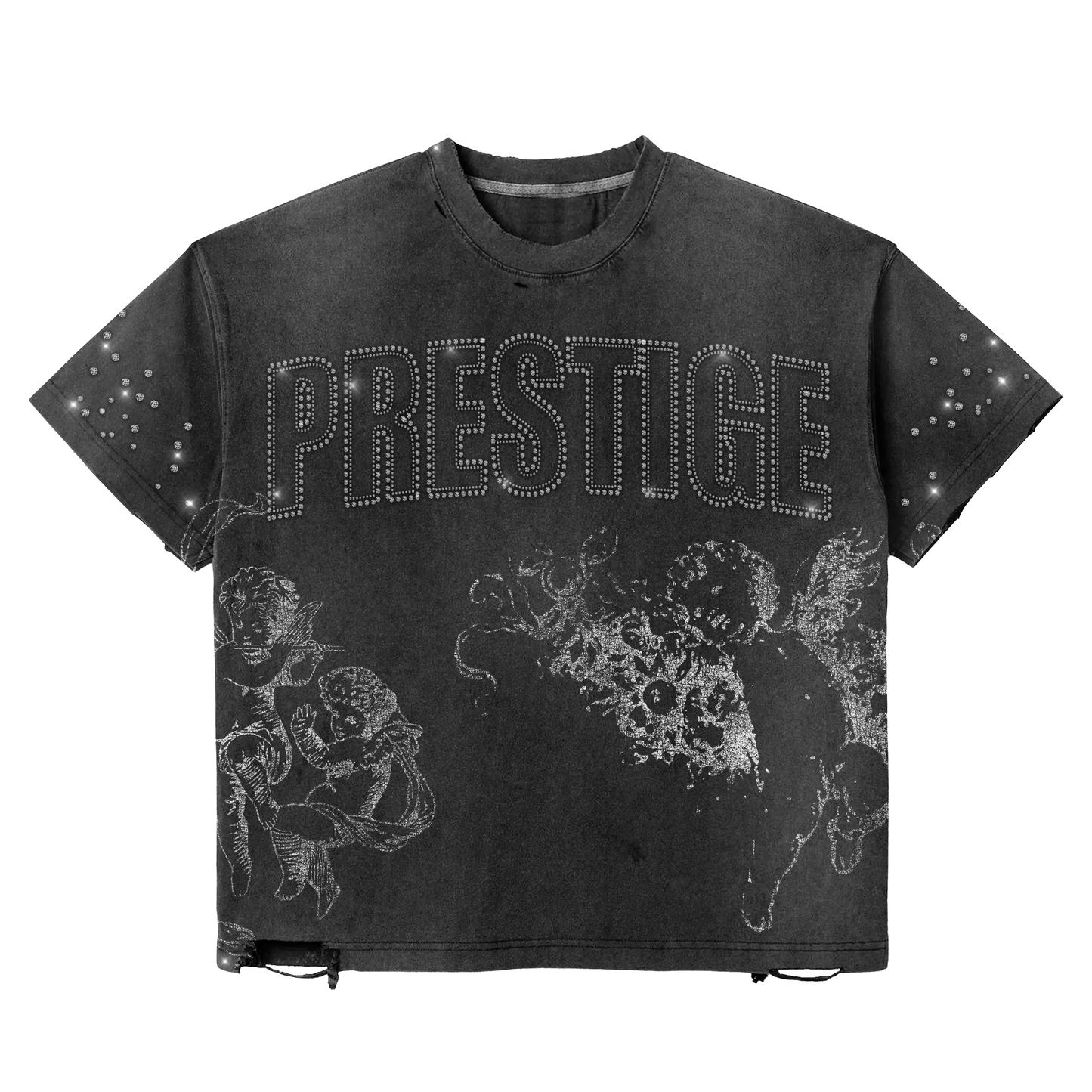 prestige “rhinestone” distress tee