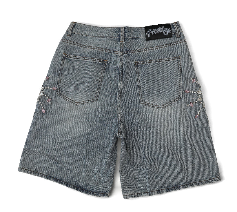 prestige “emerald” jean shorts