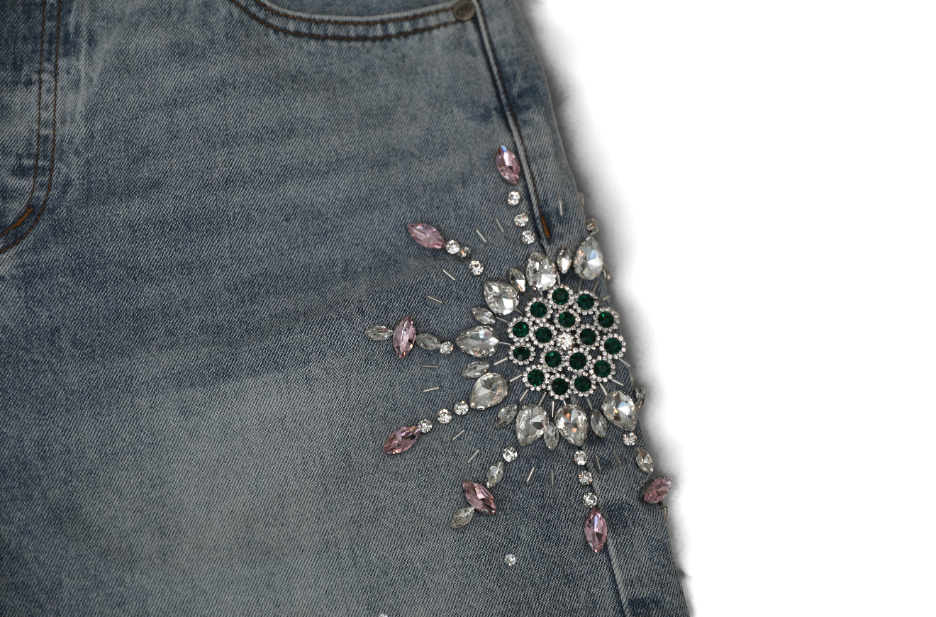 prestige “emerald” jean shorts