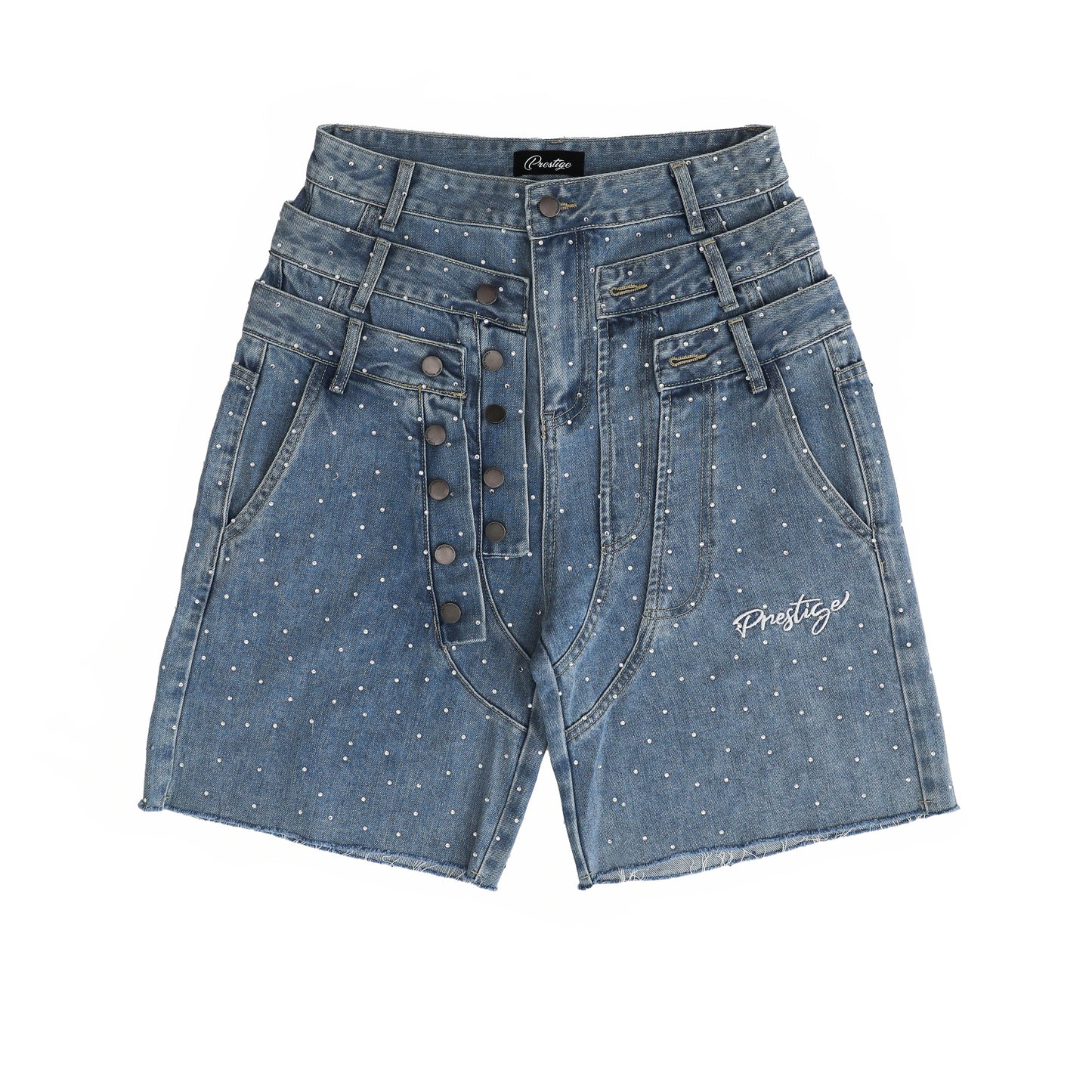 prestige triple waist denim shorts