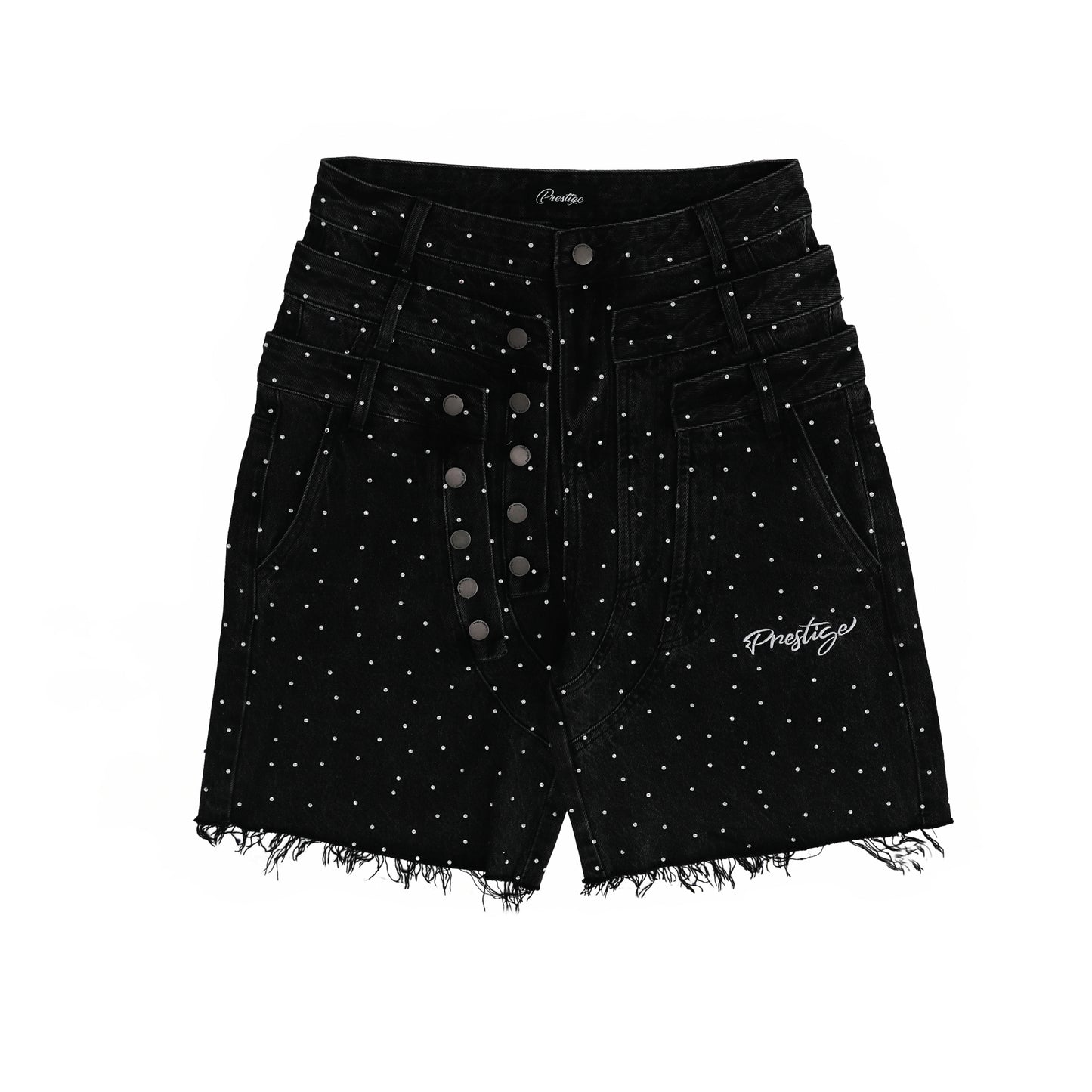 prestige triple waist denim shorts
