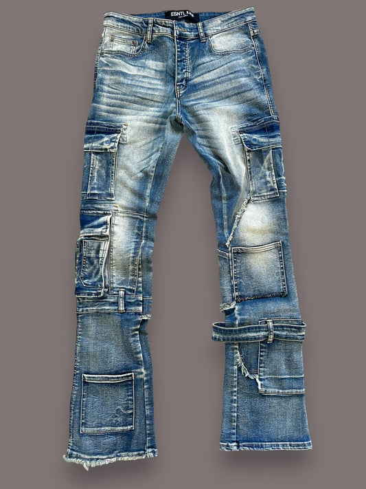 ESNTL Lab Lupin Cargo Stacked Jeans