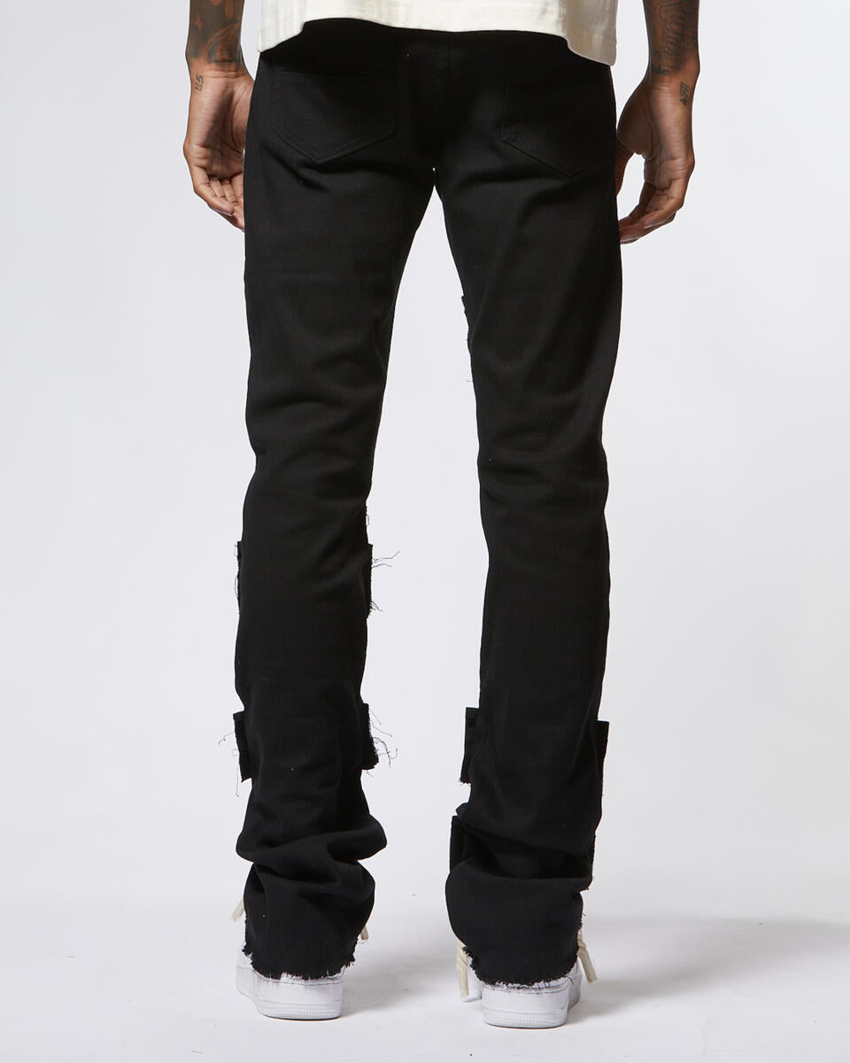 ajenda jet black stacked jeans