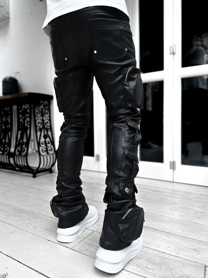 Guapi Obsidian Black Cargo Leather Pant