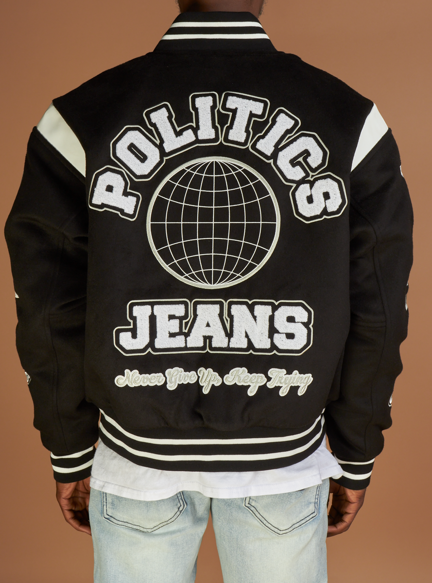 politics varsity jacket