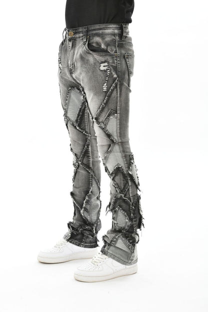 Vicious Black Patched Denim