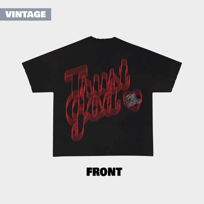 Red letter “trust god” tee