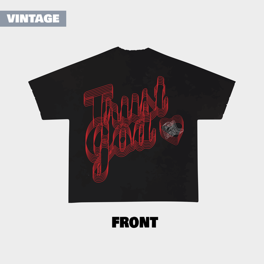 Red letter “trust god” tee