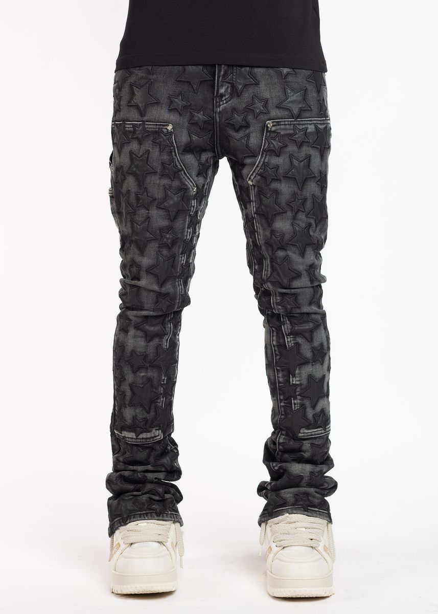 guapi obsidian black stars denim