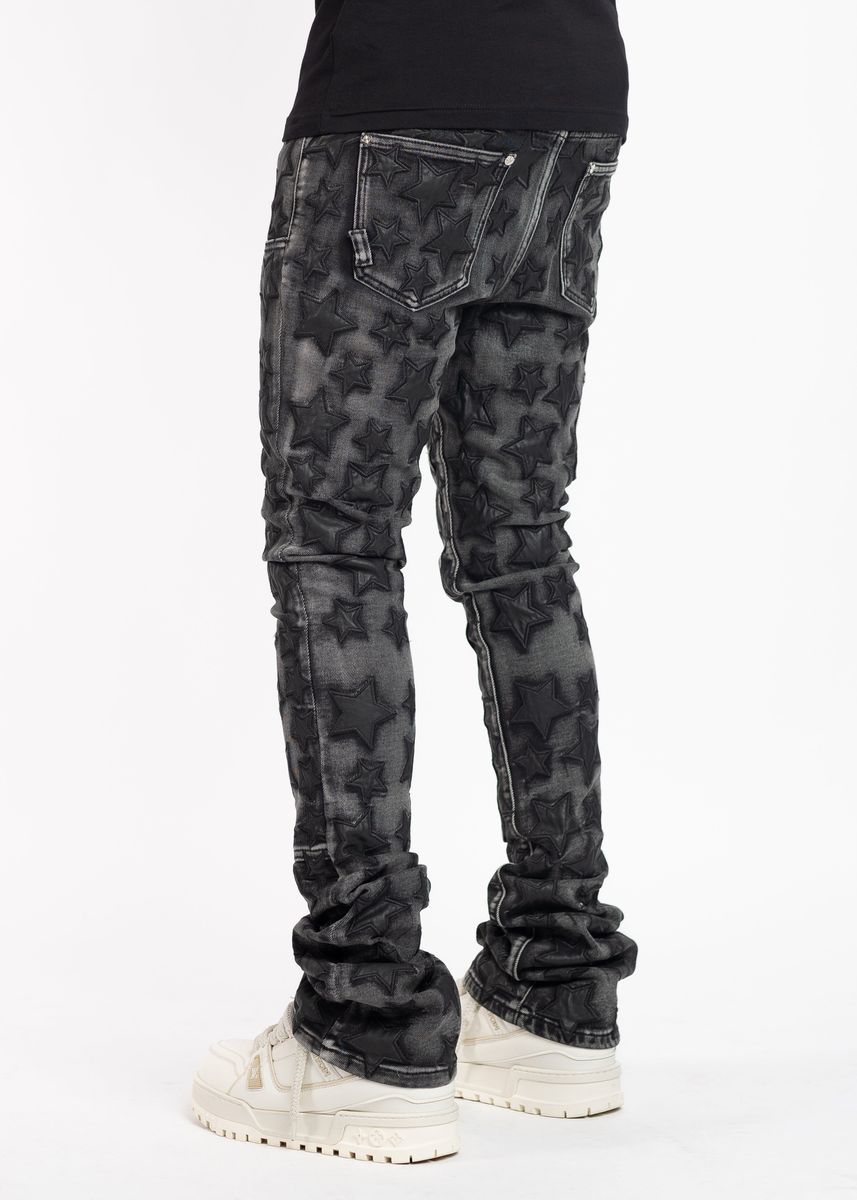 guapi obsidian black stars denim