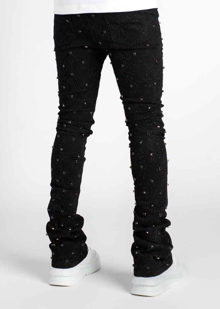 all black embellished denim jeans