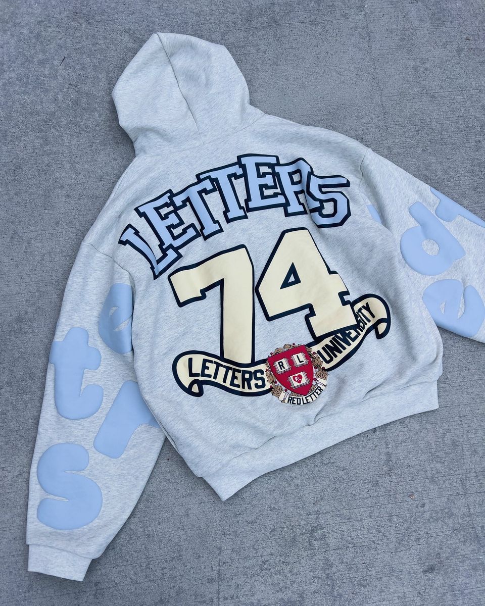 red letter scattered zip up