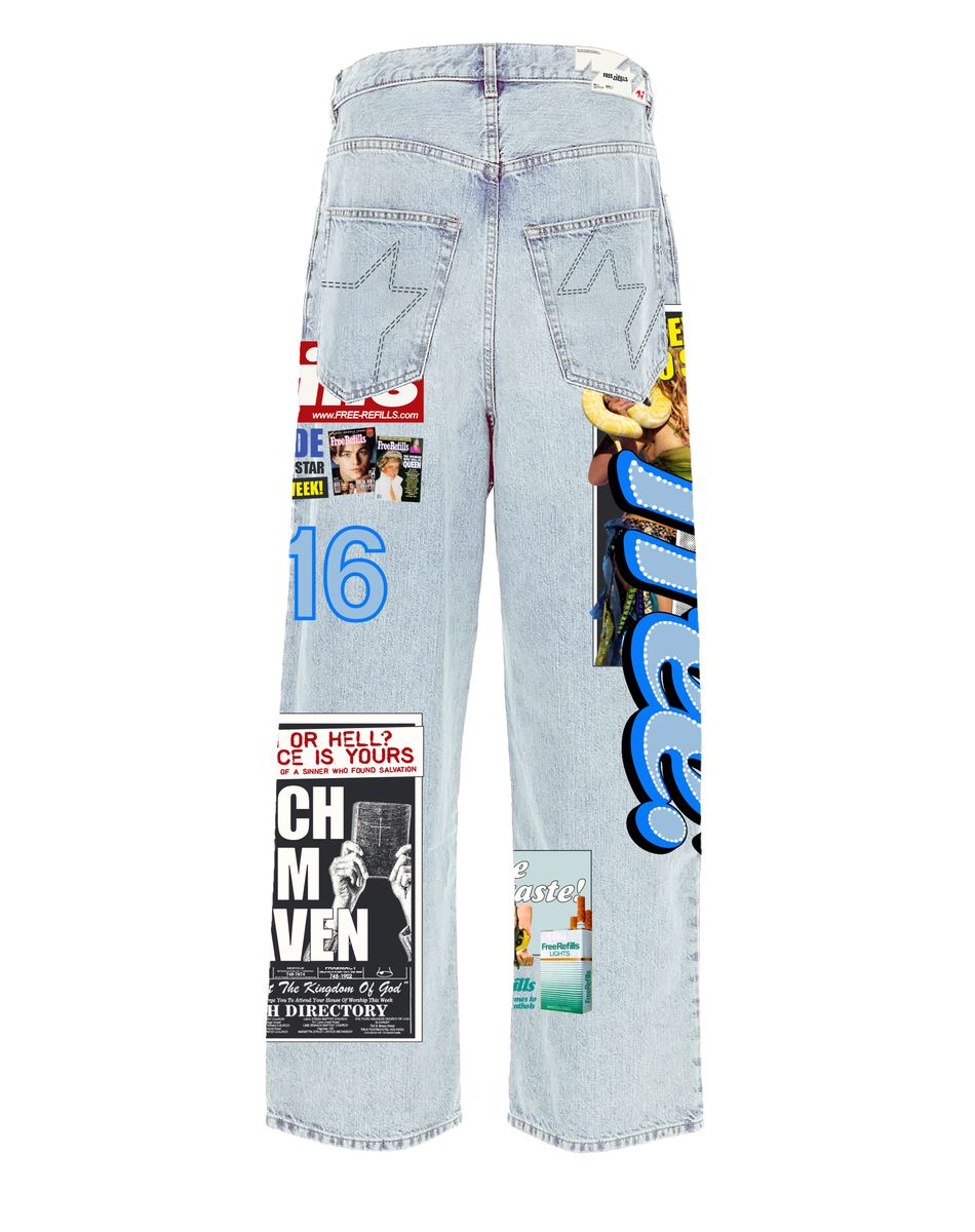 free refills tabloid denim jeans