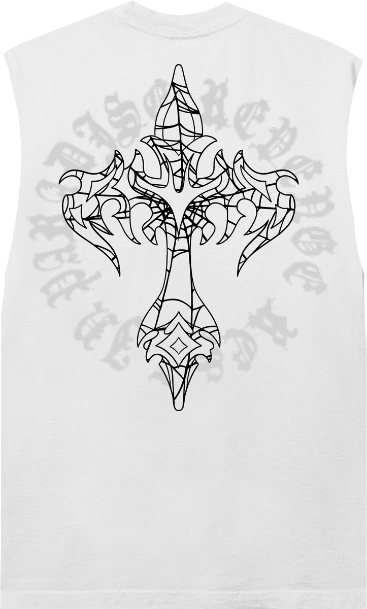 revenge “web cross” sleeveless tee