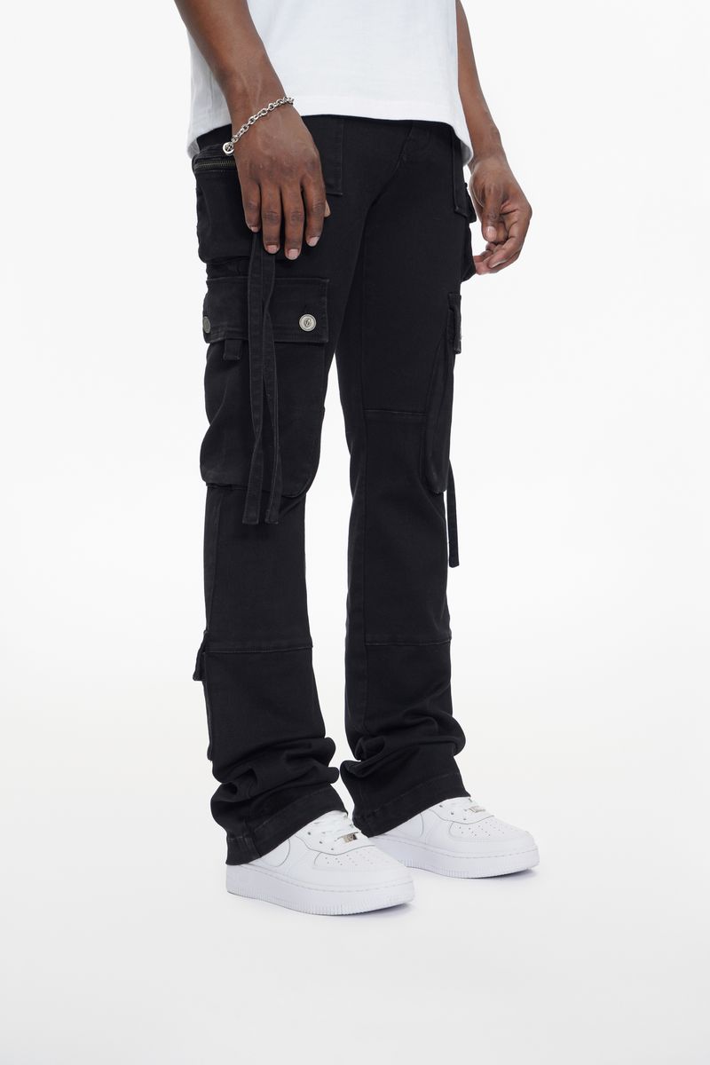anom jet black stacked jeans