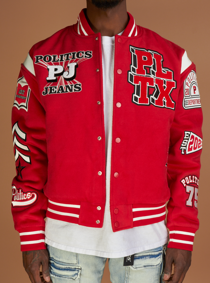 politics varsity jacket