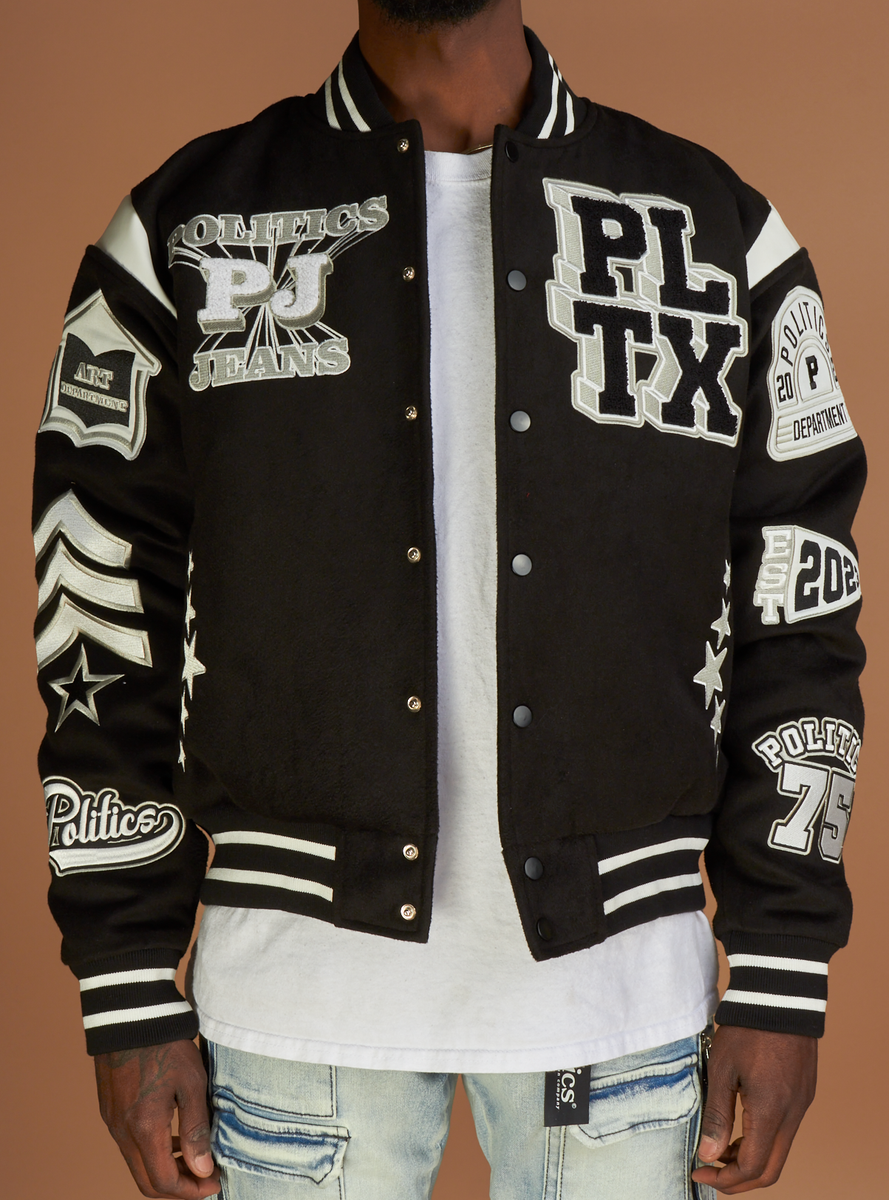 politics varsity jacket
