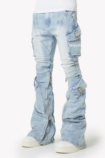 Guapi Aqua Blue Biker Denim