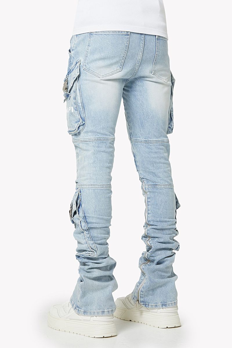 guapi aqua blue biker denim