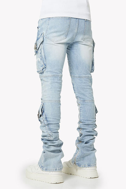 Guapi Aqua Blue Biker Denim