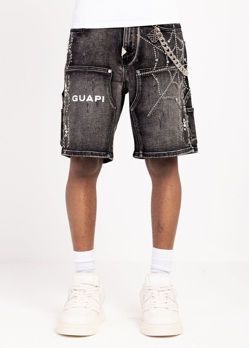 guapi obsidian spider denim shorts