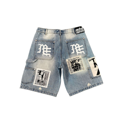 Mixed Emotion Blue "AI" Jorts