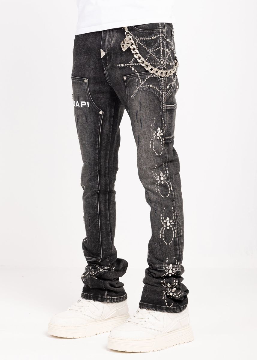 guapi obsidian spider denim jeans