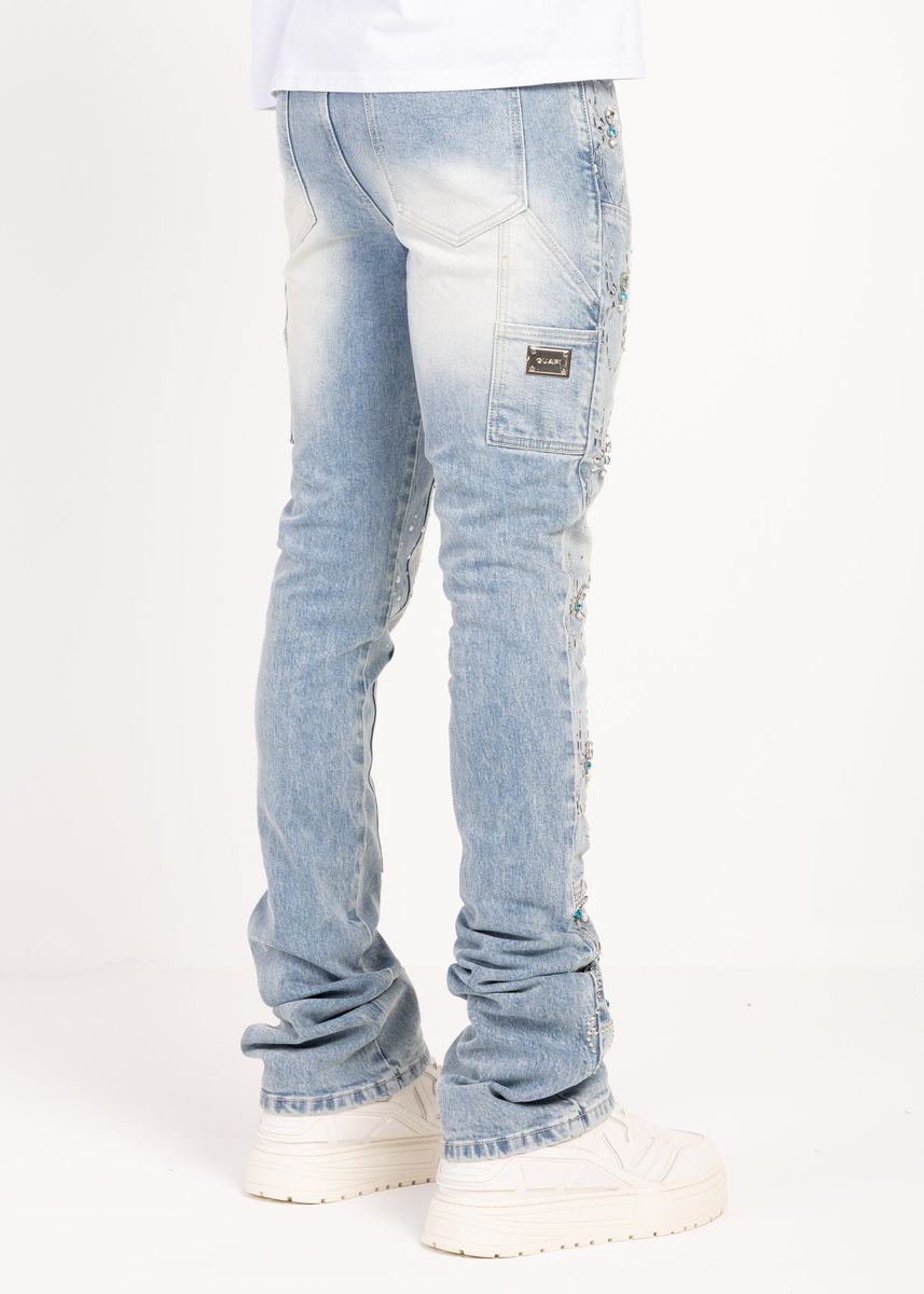 guapi aqua spider denim jeans