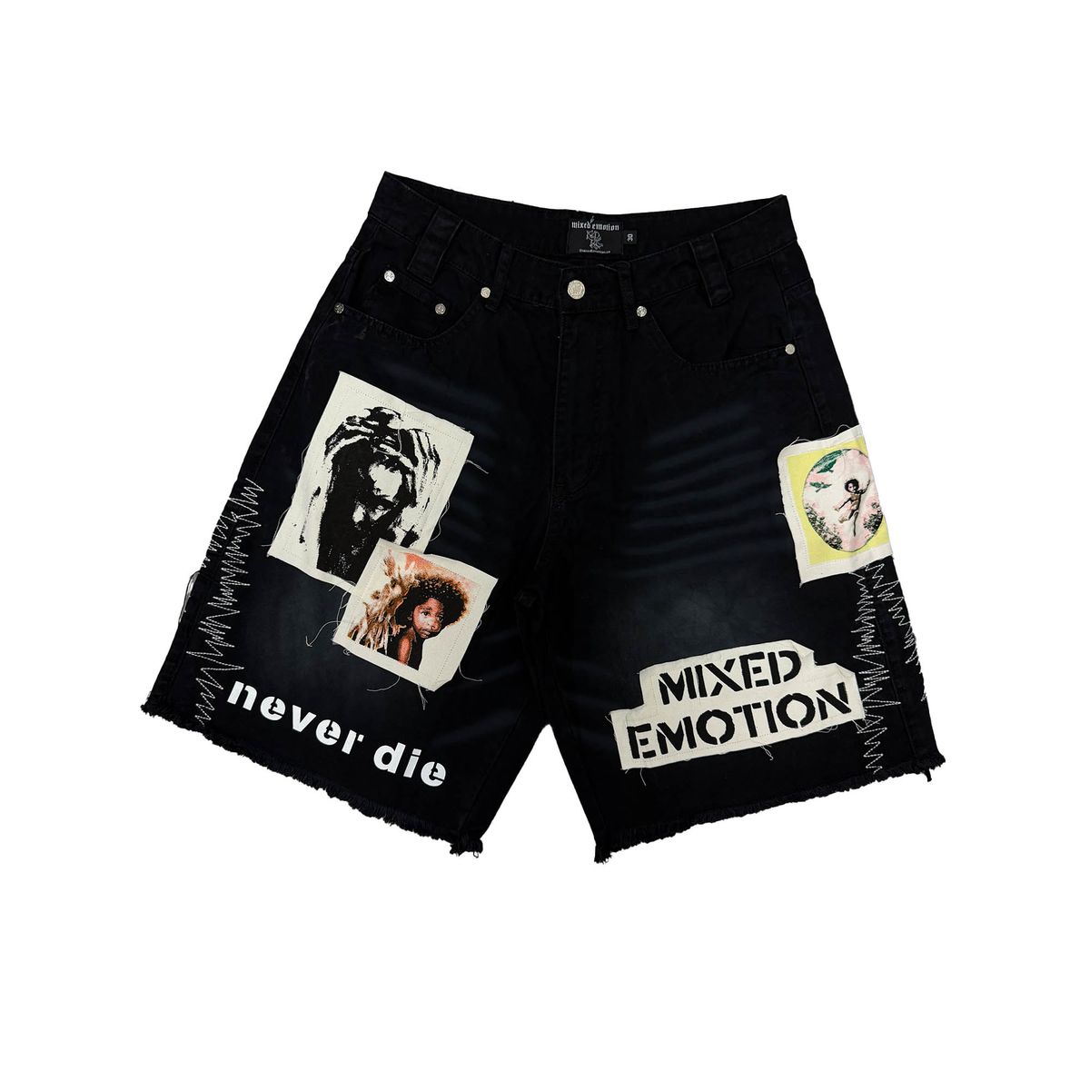 mixed emotion black 'chaos' carpenter shorts