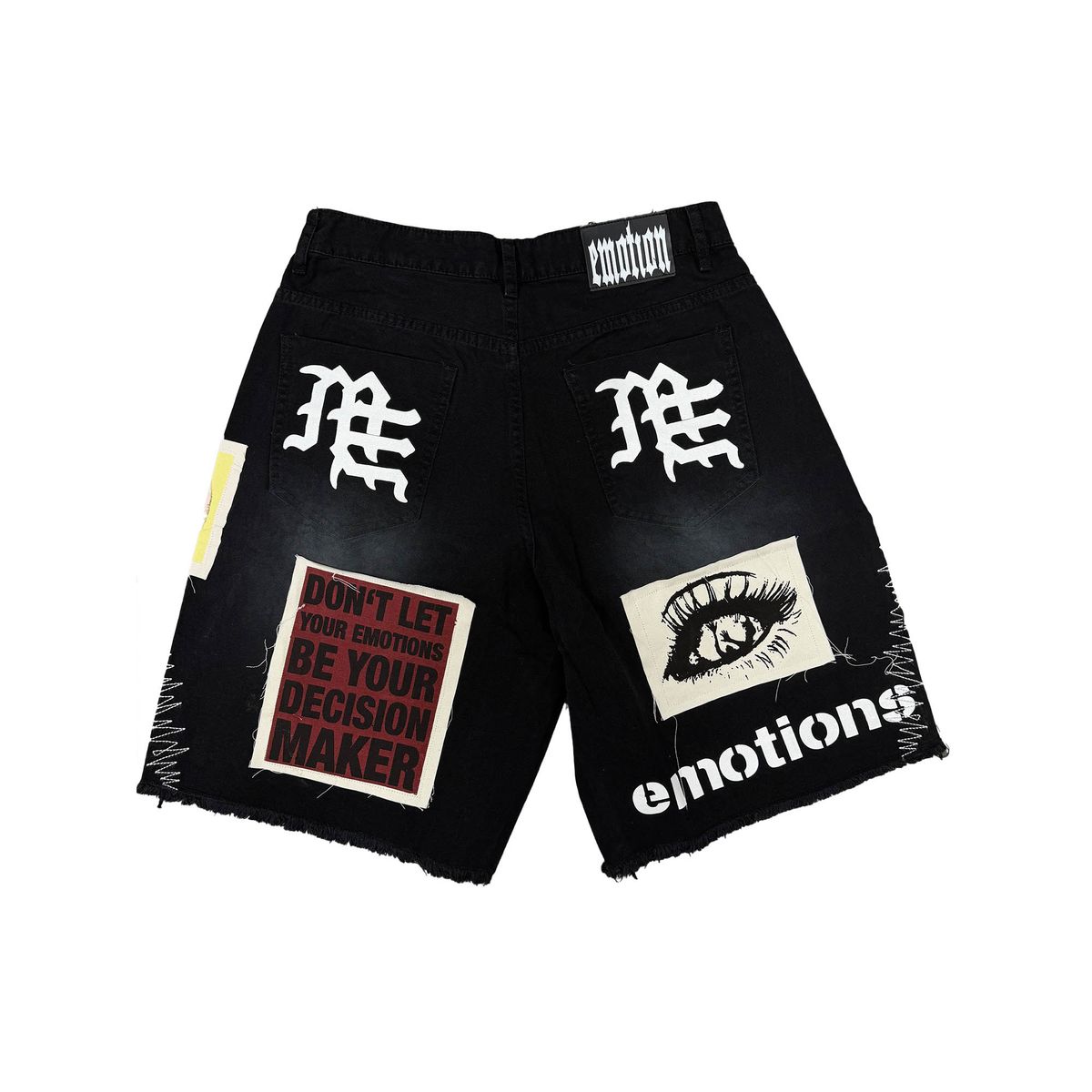 mixed emotion black 'chaos' carpenter shorts