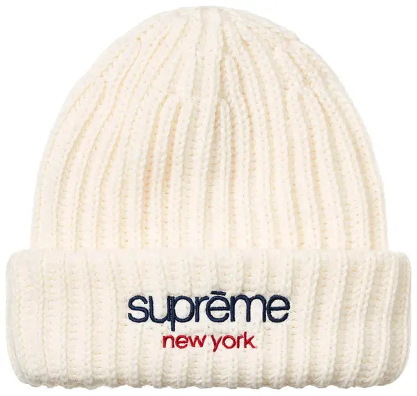 supreme classic logo chunky ribbed beanie