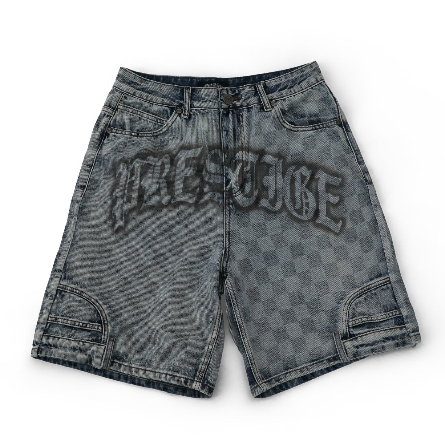 prestige checkerboard denim jorts