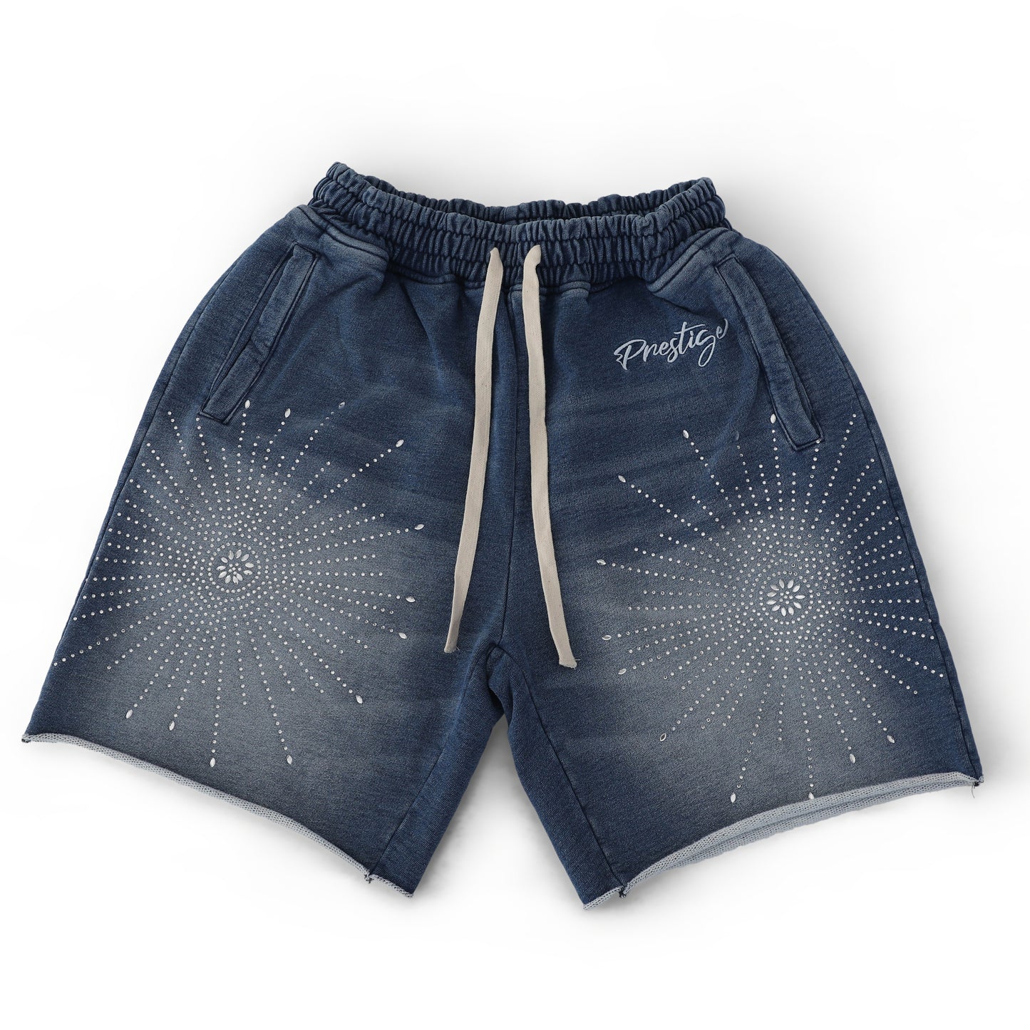 prestige blue star rhinestone shorts