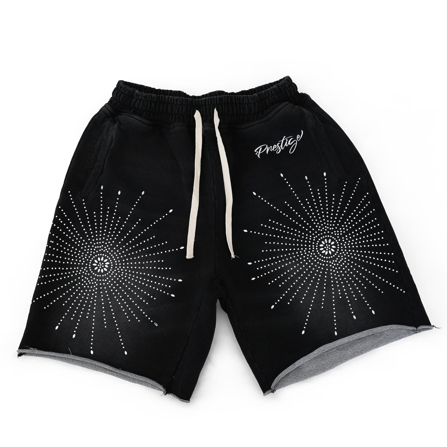 prestige black star rhinestone shorts