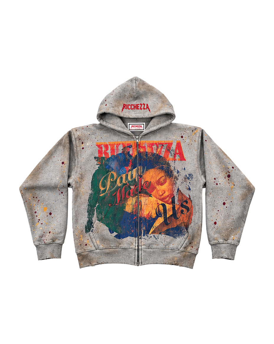 pain 2 washed zipup hoodie cement