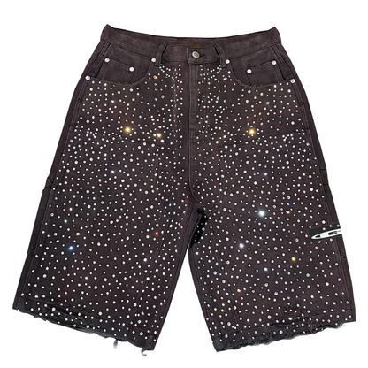 Gala Black Rhinestone Denim Jorts