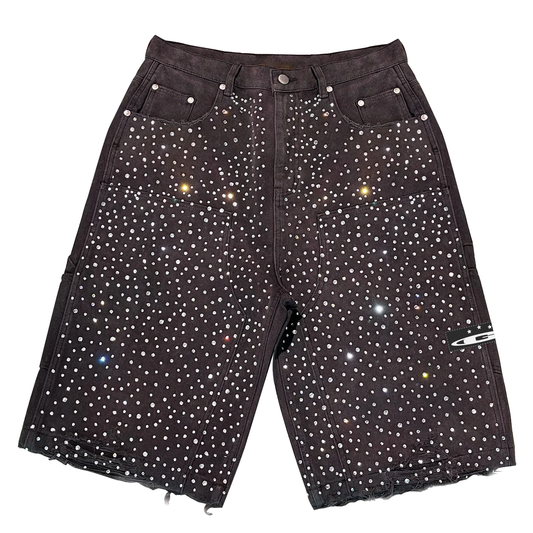 Gala Black Rhinestone Denim Jorts