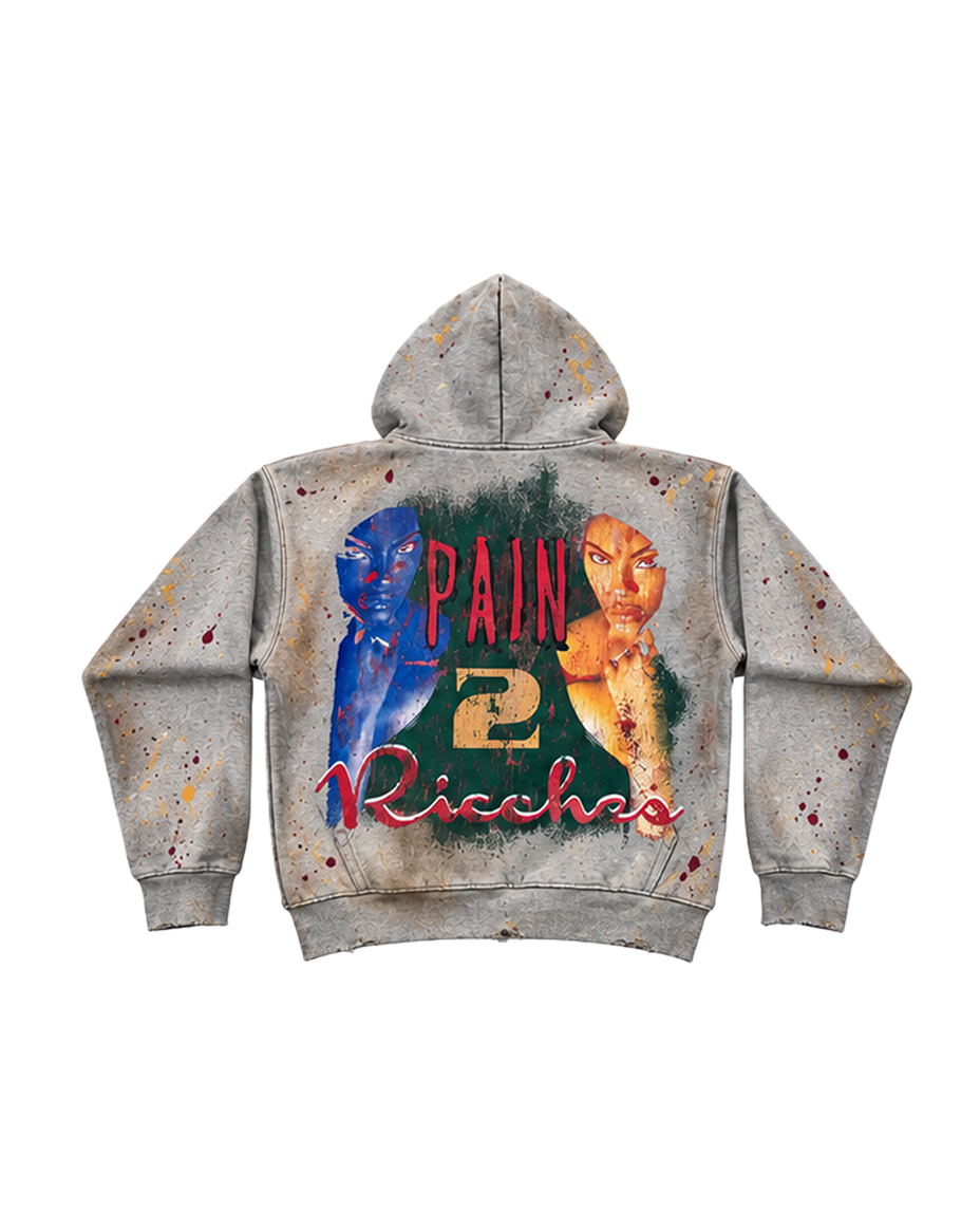 pain 2 washed zipup hoodie cement