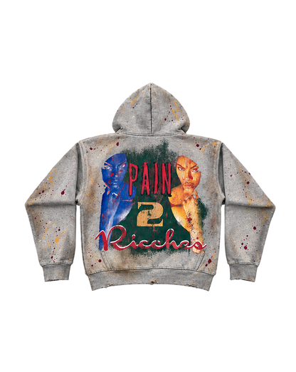 Pain 2 Washed ZipUp Hoodie Cement
