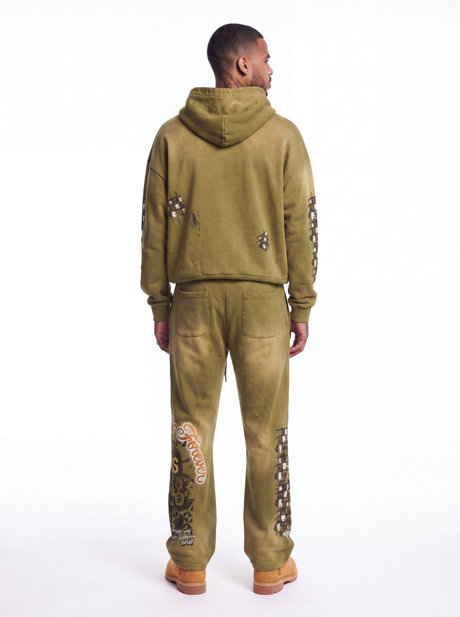 olive washed "divine" hoody