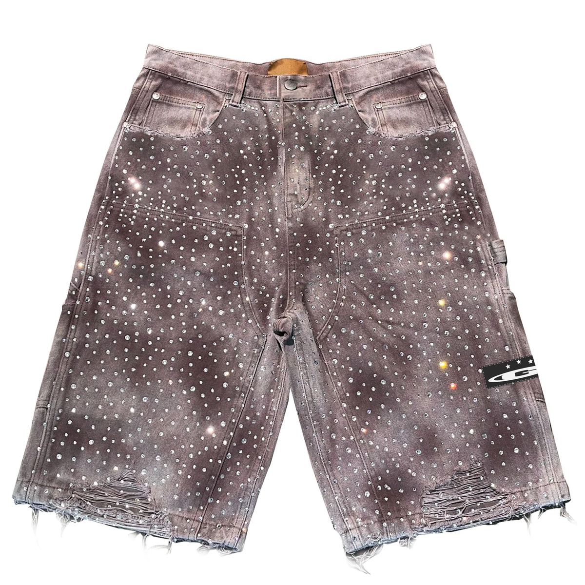 gala acid wash rhinestone jorts