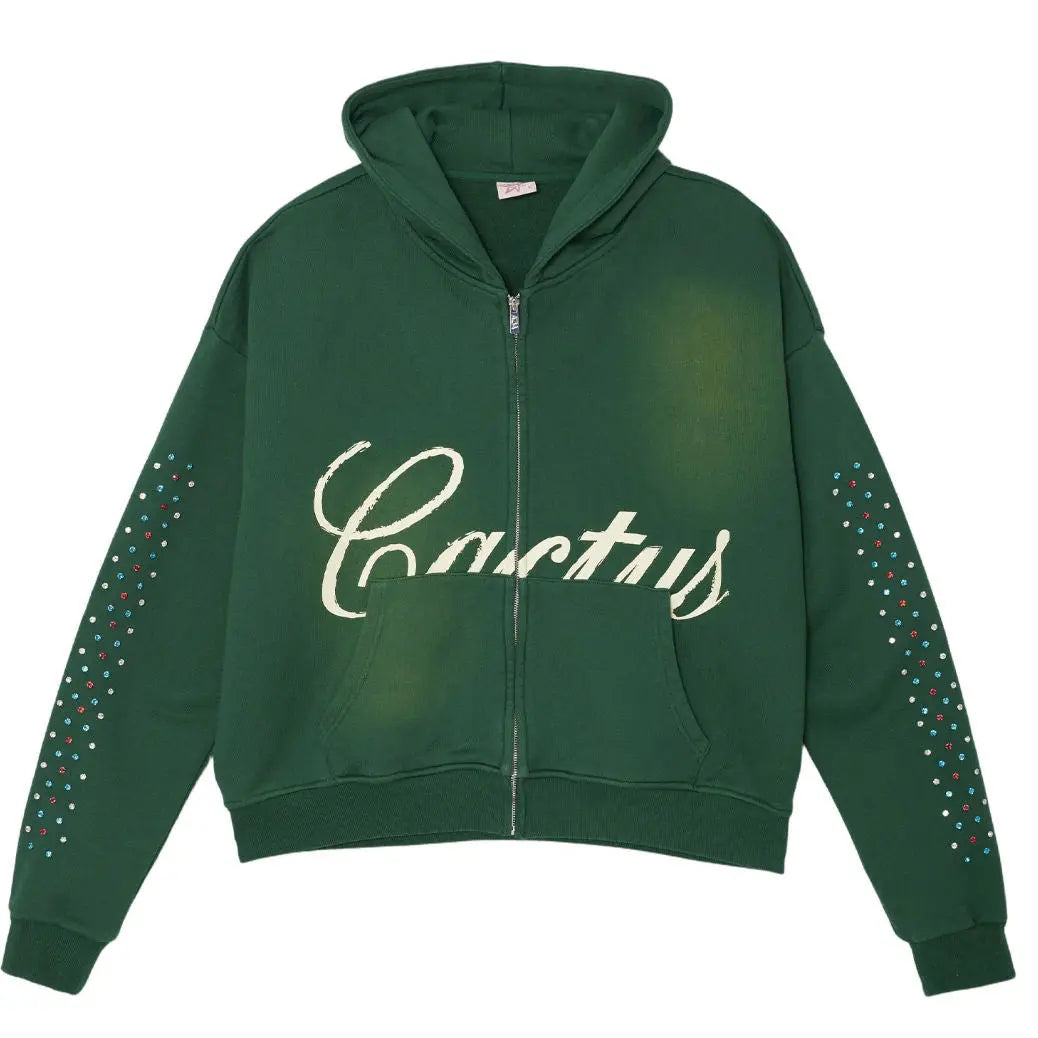 cactus valley hidden crystal zip hoodie