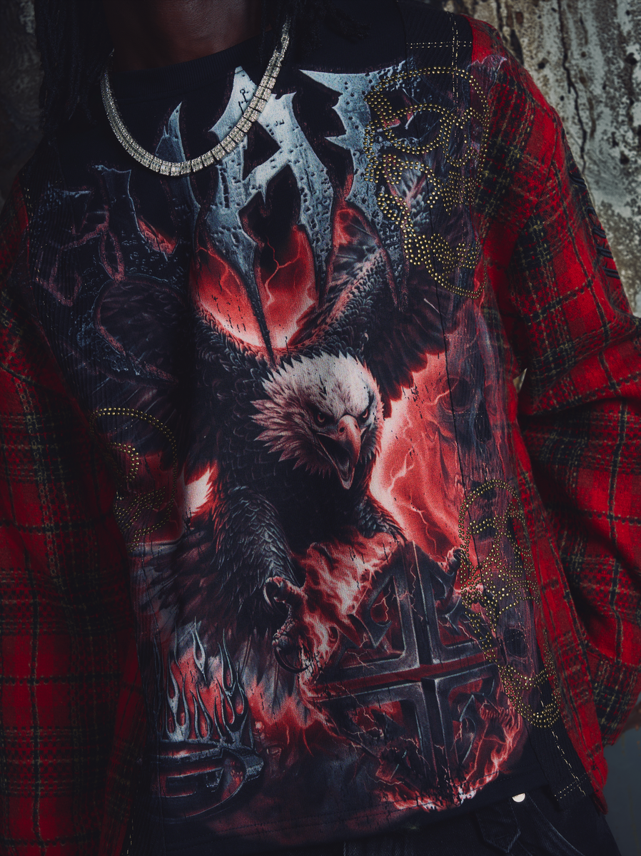 blood eagle flannel tee