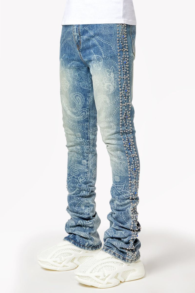 guapi aqua blue rivets denim