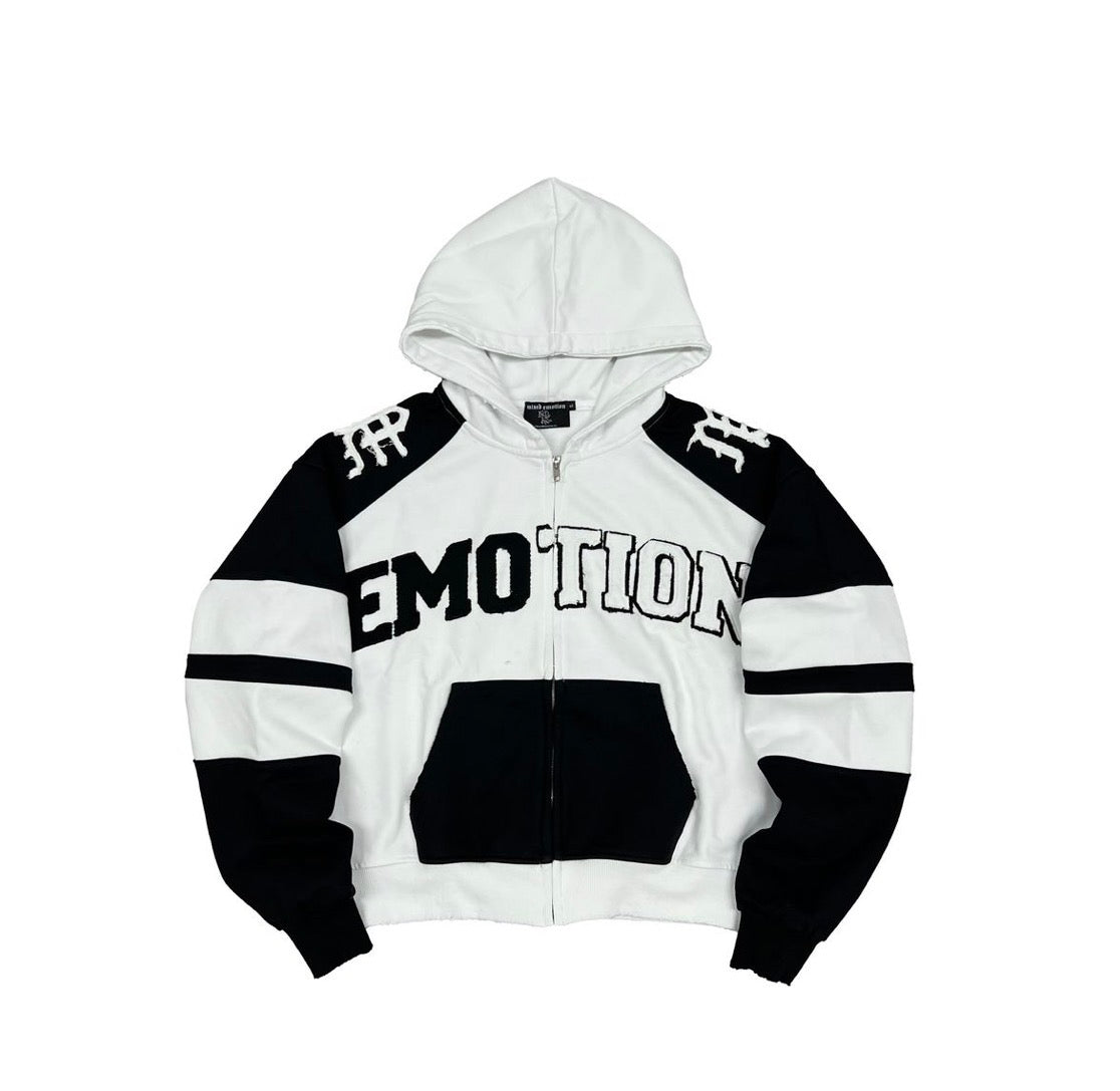 mixed emotion varsity hoodie