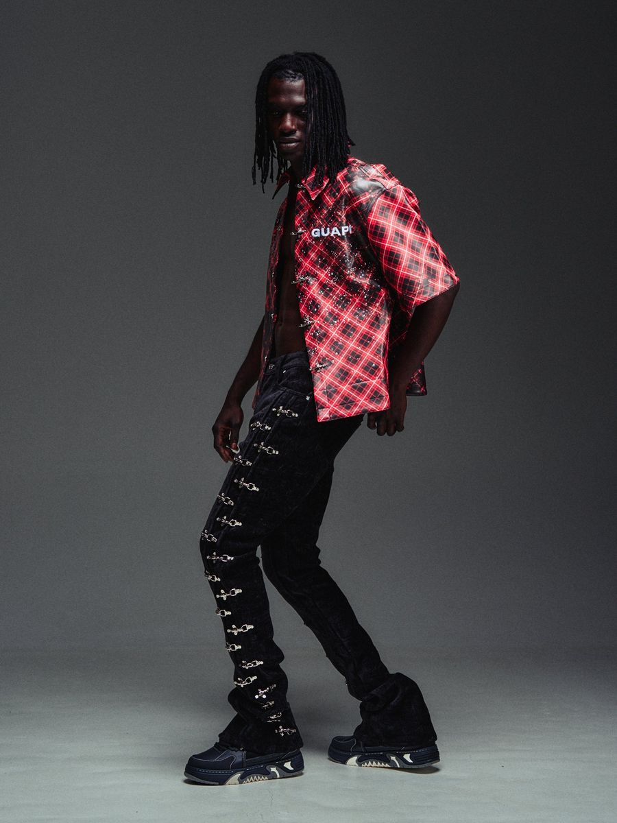 black velvet aviation clasp pants