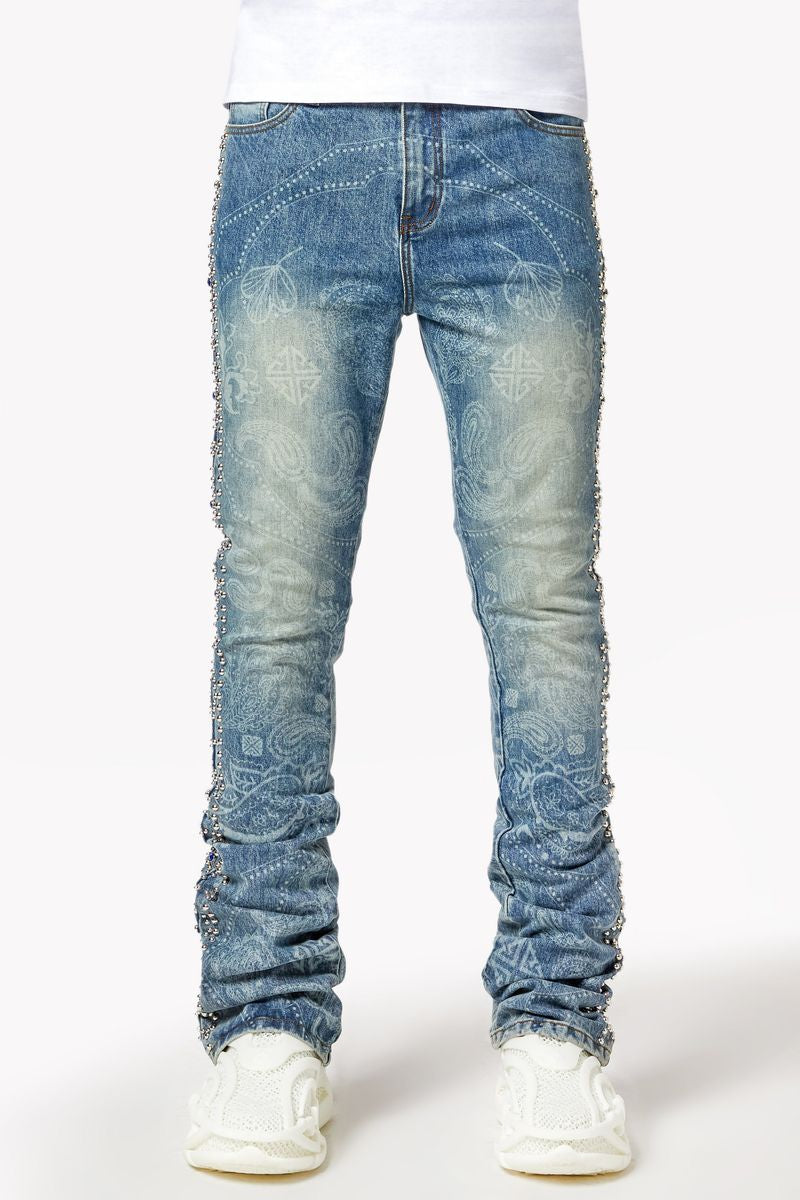 guapi aqua blue rivets denim