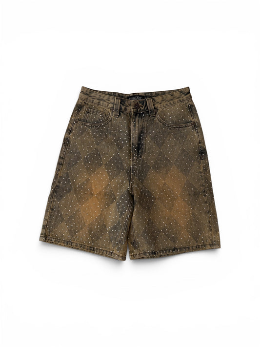 Rhinestone Checkerboard Jorts