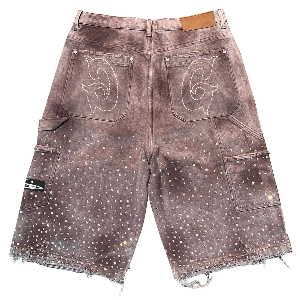gala acid wash rhinestone jorts