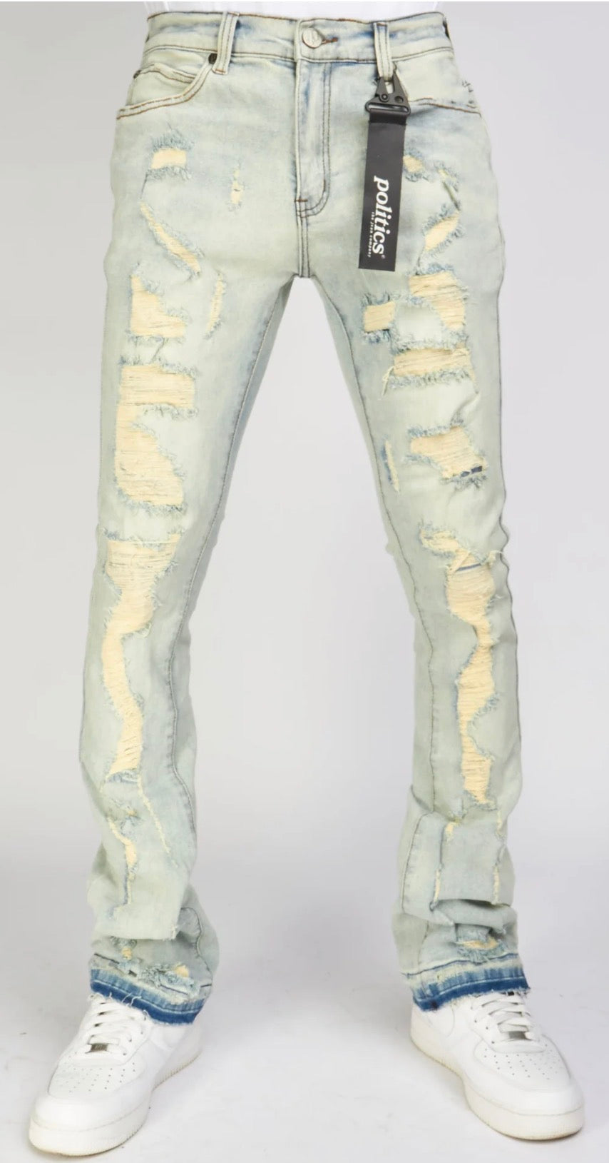 politics uzi 505 stacked jeans